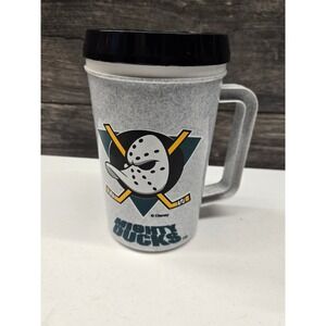 Vintage 1993 Mighty Ducks NHL Travel Mug Betras Anaheim Hockey Disney 90s Cup